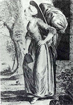 Gravure représentant une blanchisseuse au XVIIIème siècle